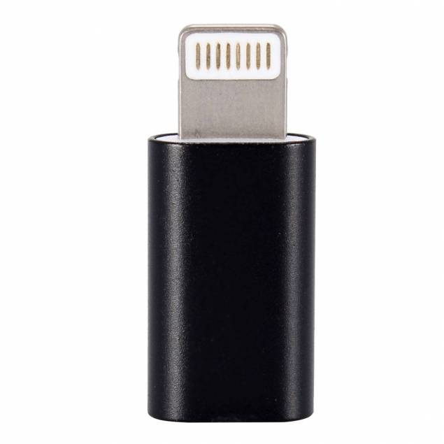 micro-USB till Lightning kontakt i sort