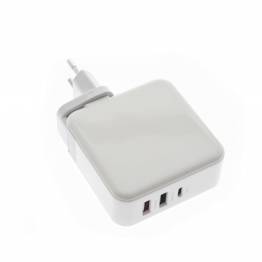 Amber Power 3-Port 65W USB-C PD Mac laddare med 2 x USB-väggladdare i vitt
