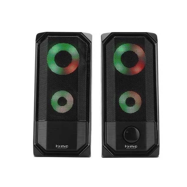 Stereo spelhögtalare med LED-ljus