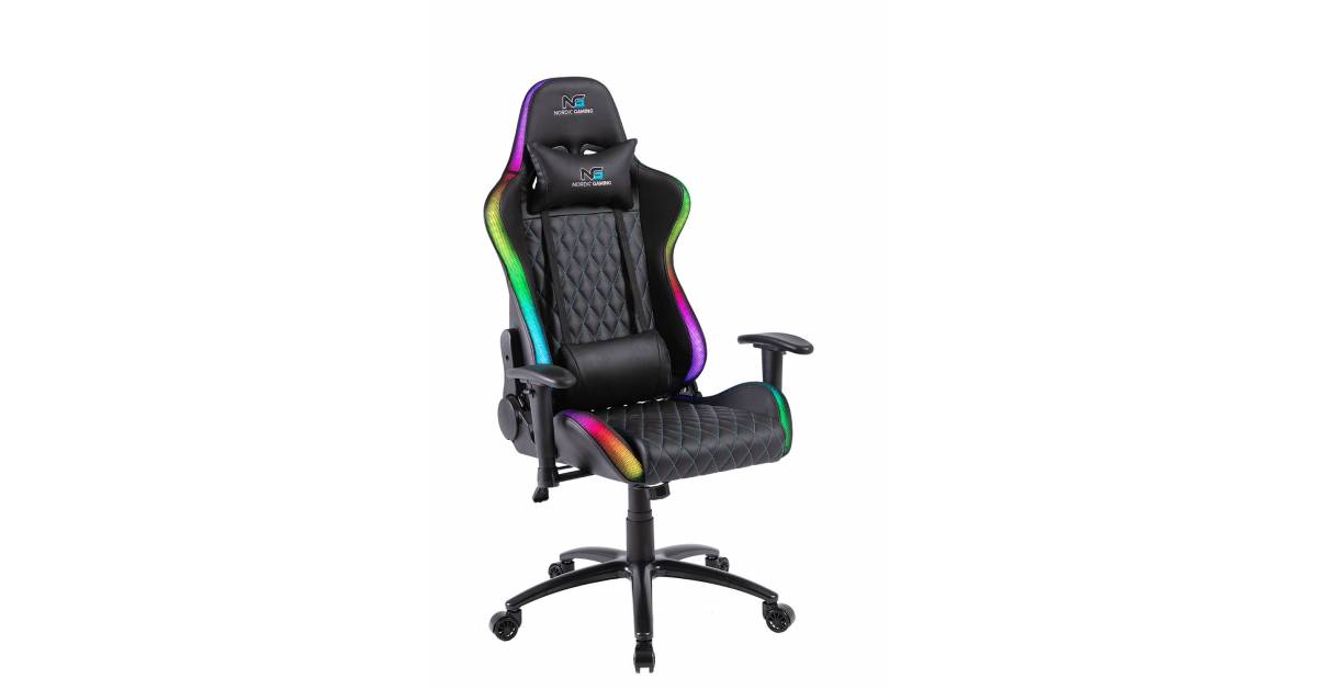 Nordic Gaming Blaster Gamer stol Mackablar.se fra Nordic Nordic Blaster RGB Gaming Chair Black • Se priser (1