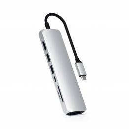 Satechi Slim USB-C MultiPort m. Ethernet - HDMI, USB 3.0 portar samt kortläsare