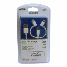  Multi laddare kabel Lightning, MicroUSB och USB-C i silver Ugreen