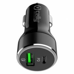  Celly USB-C PD + USB-A Quick Charge 42W Car Charger