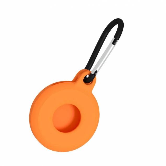 AirTag-hållare i silikon med karbinhake - Orange