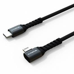  CYNOVA Lightning till USB-C kabel med böj 65 cm - svart vävd