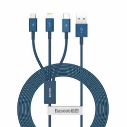 Baseus Superior 3-i-1 USB-kabel för Lightning, MicroUSB och USB-C -blå