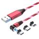 Lysande magnetisk multiladdarkabel -Lightning, MicroUSB, USB -C - Röd