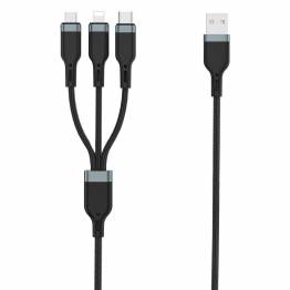  WiWU multiladdare och datakabel USB för Lightning, MicroUSB och USB-C