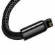 Baseus Tungsten Gold härdad vävd Lightning-kabel - 2m - Svart