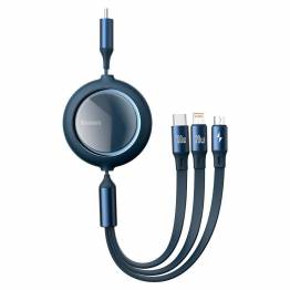 Baseus 3-i-1 USB-C-kabel förlängning Lightning, MicroUSB och USB-C - Blå