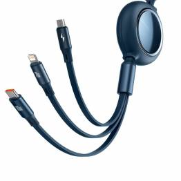  Baseus 3-i-1 USB-C-kabel förlängning Lightning, MicroUSB och USB-C - Blå