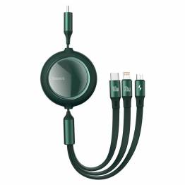 Baseus 3-i-1 USB-C-kabel förlängning Lightning, MicroUSB och USB-C - Grön