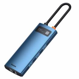 Baseus USB-C 6-i-1-hubb, 3xUSB 3.0, HDMI, 100W PD och nätverk - Blå