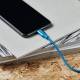 GreyLime Braided USB-A til MFi Lightning Kabel Blå 1 m