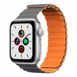 Magnetisk Apple Watch-rem i silikon 42/44/45mm - Grå/Orange