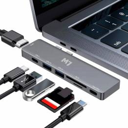  M7 USB-C Dual HDMI Adapter 8 i 2 med 2x HDMI(skærme)