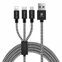DUX DUCIS multiladdarkabel USB för Lightning, MicroUSB och USB-C