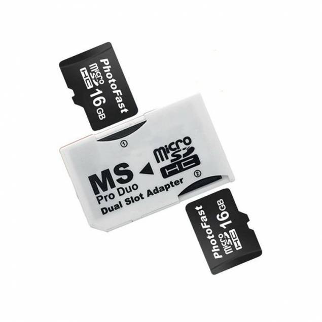 Dubbel micro SD till MS PRO Duo kortadapter