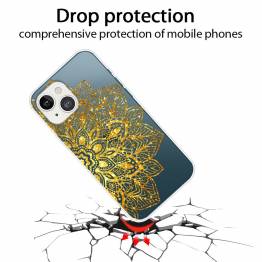  Skyddande iPhone 13 skal - Genomskinlig med guldblomma