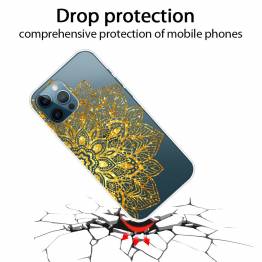  Skyddande iPhone 12/12 Pro skal - Genomskinlig med guldblomma