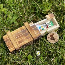  Pusselåda i trä med hemlig låda för lek och geocaching