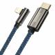 Legendary robust gamer USB-C till Lightning-kabel m vinkel - 1m - Blå