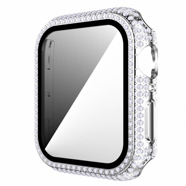 Apple Watch 1/2/3 38mm lock och skyddsglas med diamanter - Silver