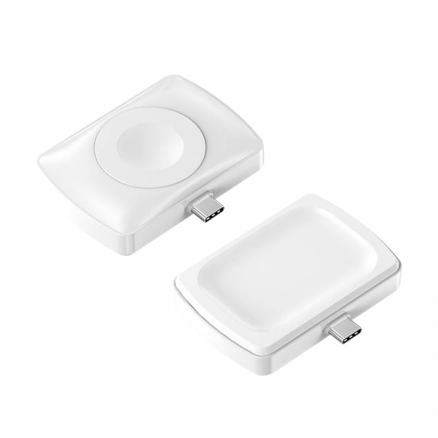 2-i-1 laddare för Apple Watch och AirPods 2/3/Pro med USB-C - Vit