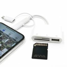  3-i-1 kortläsare för iPhone, iPad och Android för SD/MicroSD och USB
