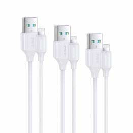 Joyroom 3-pack USB till Lightning-kabel - 0,25m, 1m och 2m - Vit