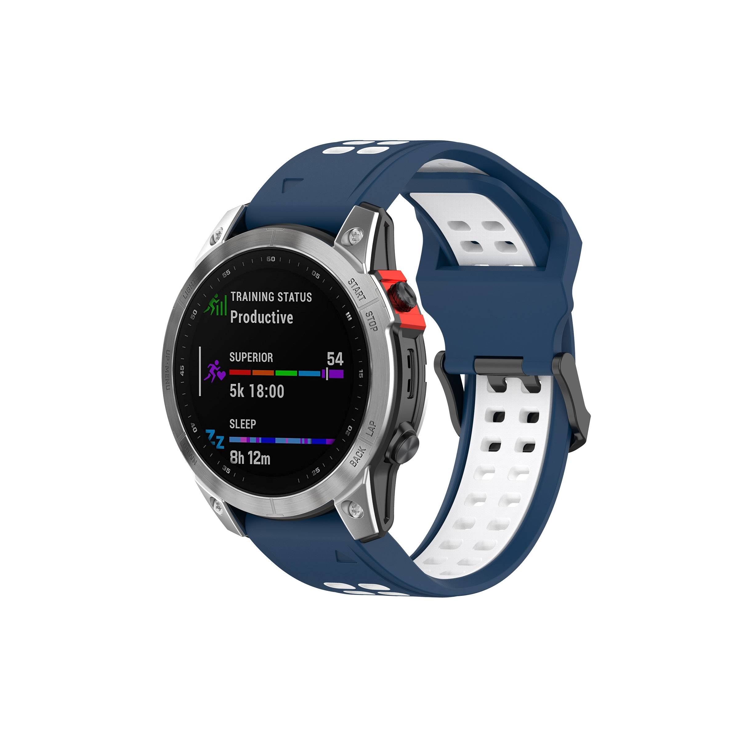 Silikonrem För Garmin Fenix ââââ7s / 6s / 5s 20mm Blå/vit
