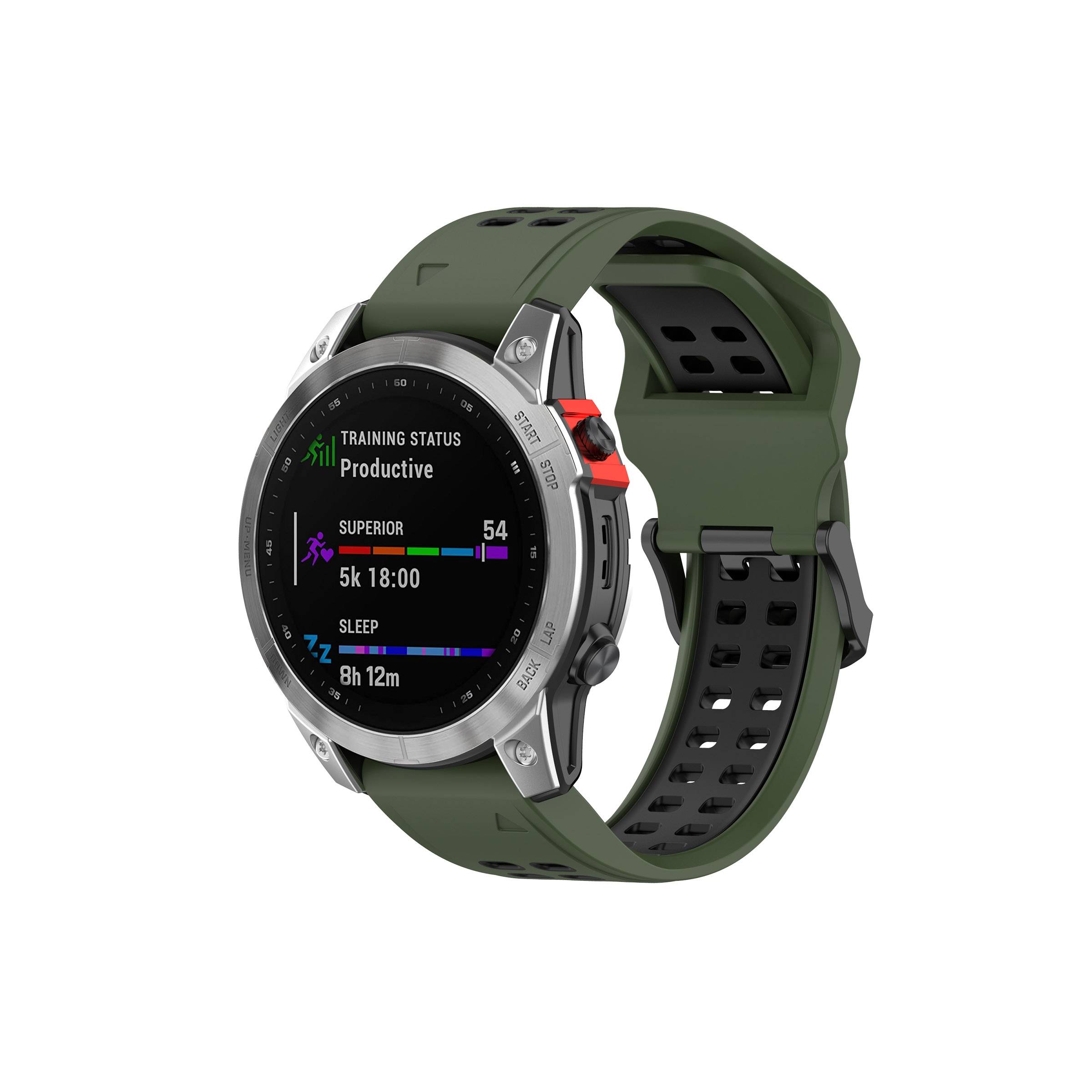 Silikonrem För Garmin Fenix ââââ7s / 6s / 5s 20mm Grön/svart