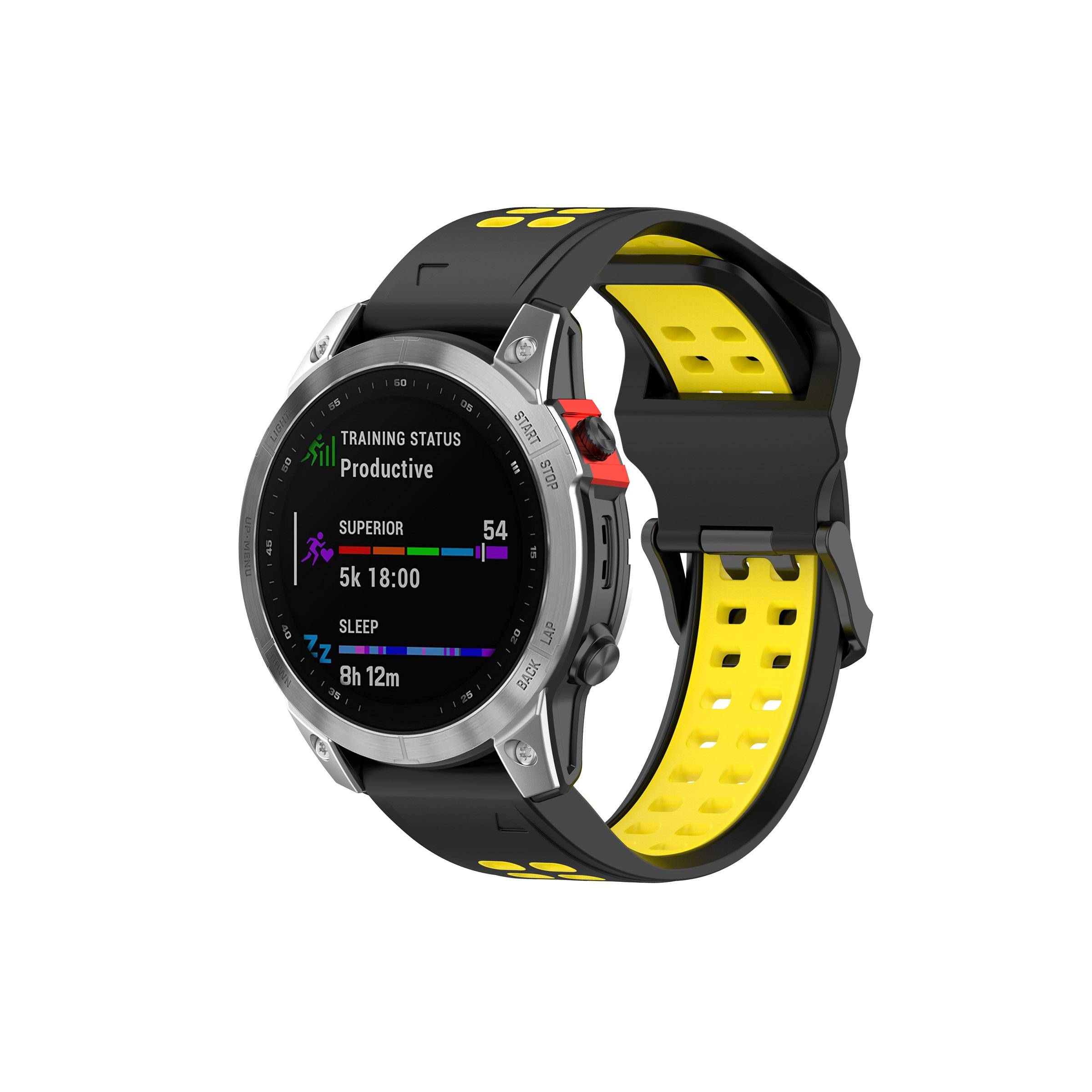 Silikonrem För Garmin Fenix     7s / 6s / 5s 20mm Svart/gul