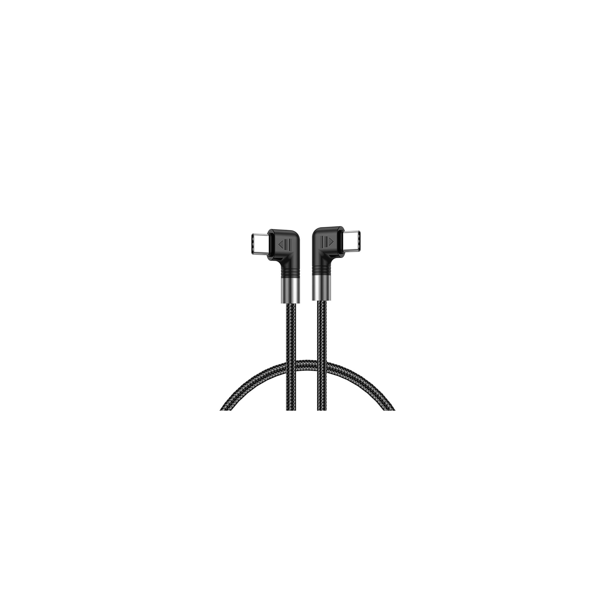 Usb C Laddkabel Med Vinkel 0 5m 100w Pd Svart Vavd