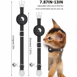  Halsband med AirTag-hållare för husdjur med klocka - Svart