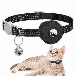 Halsband med AirTag-hållare för husdjur med klocka - Svart
