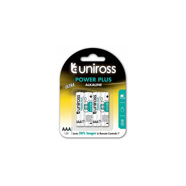 Uniross alkaliska AAA-batterier - 4 st
