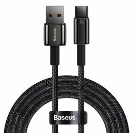 Baseus Tungsten Gold härdad vävd USB till USB-C-kabel - 1m - Svart