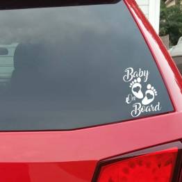  Baby on Board-dekal för bakrutan på bilen - Vit