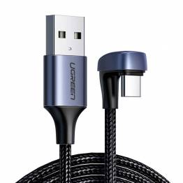 Ugreen USB till USB-C QC3.0-kabel med 180° vinkel - 2m - Svartvävd