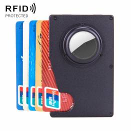 RFID-skyddad korthållare i aluminium med AirTag-hållare - Svart