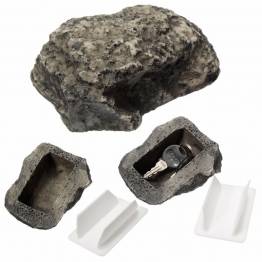 Konstgjord sten med hemligt fack för extra nyckel eller geocaching