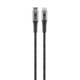 Goobay robust vävd USB-C till Lightning-kabel - MFi - 1m - Svart/grå