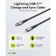 Goobay robust vävd USB-C till Lightning-kabel - MFi - 1m - Svart/grå
