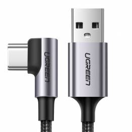 Ugreen USB till USB-C QC3.0 kabel med vinkel - 2m - Svart vävd