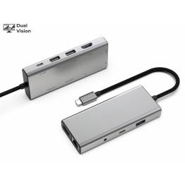 9-i-1 USB-C DualVision för extra skärm på M1/M2/M3 MacBook