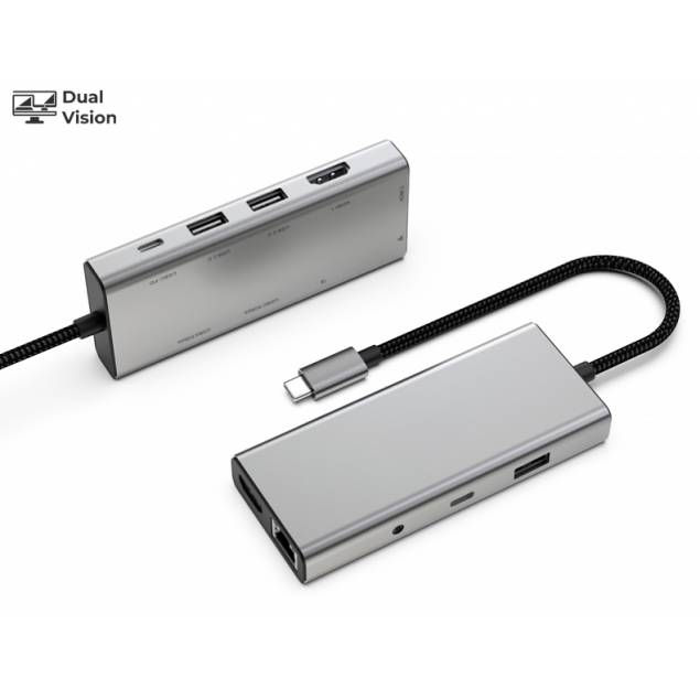 9-i-1 USB-C DualVision för extra skärm på M1/M2/M3 MacBook