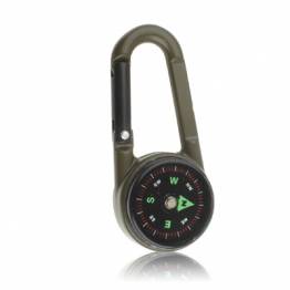 Karbinhake i metall med kompass och termometer - 6,8 cm - Grön/svart