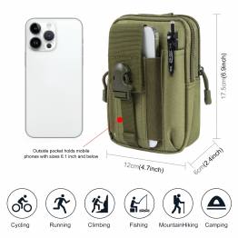  Bältesväska för vandrare, geocacher, cyklister etc. med iPhone-utrymme - Grön