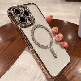 iPhone 15 Pro Max MagSafe skal med strass - Guld